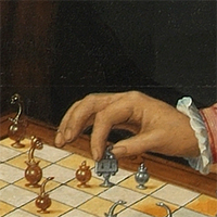 Inset of painting of chess
